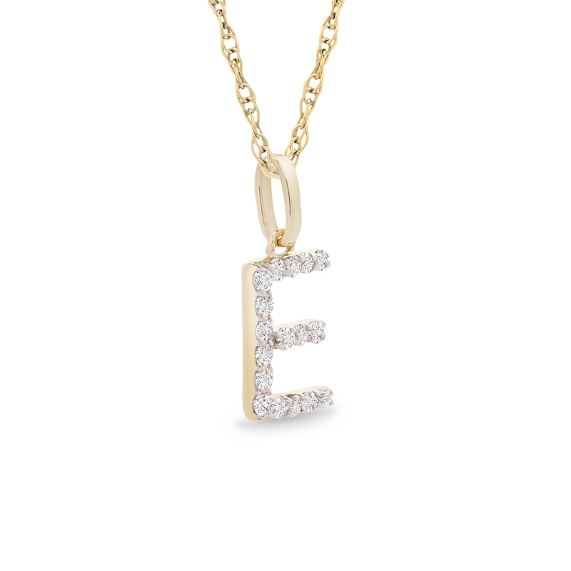 Main Image 2 of 1/10 CT. T.W. Diamond &quot;E&quot; Initial Pendant in 10K Gold