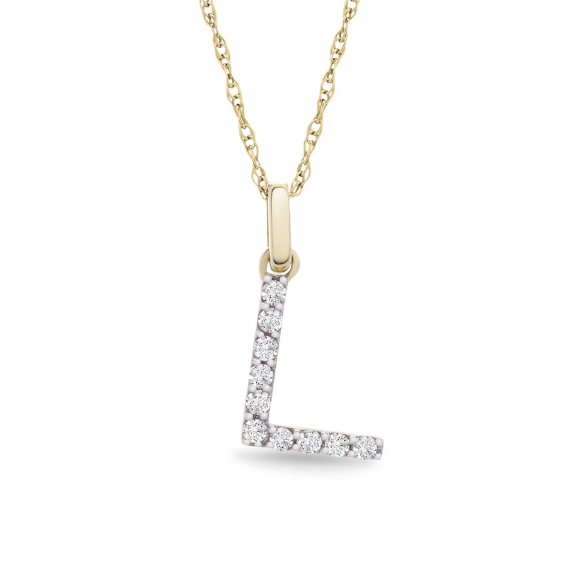 Main Image 1 of 1/10 CT. T.W. Diamond &quot;L&quot; Initial Pendant in 10K Gold