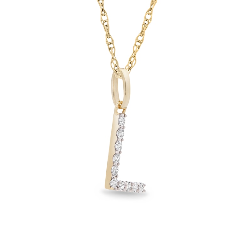 Main Image 2 of 1/10 CT. T.W. Diamond &quot;L&quot; Initial Pendant in 10K Gold