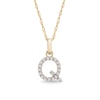 Thumbnail Image 1 of 1/10 CT. T.W. Diamond &quot;Q&quot; Initial Pendant in 10K Gold