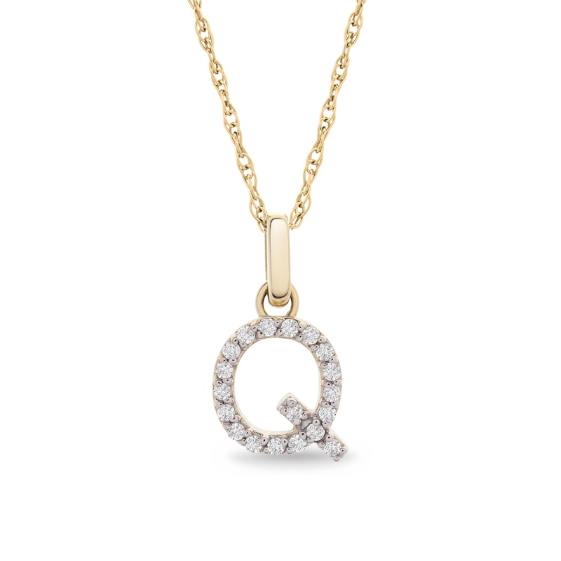 Main Image 1 of 1/10 CT. T.W. Diamond &quot;Q&quot; Initial Pendant in 10K Gold