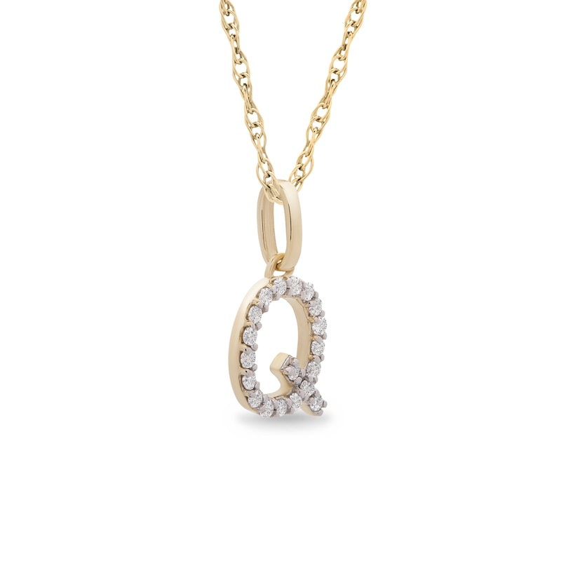 Main Image 2 of 1/10 CT. T.W. Diamond &quot;Q&quot; Initial Pendant in 10K Gold