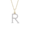 Thumbnail Image 0 of 1/10 CT T.W. Diamond "R" Initial Pendant in 10K Gold