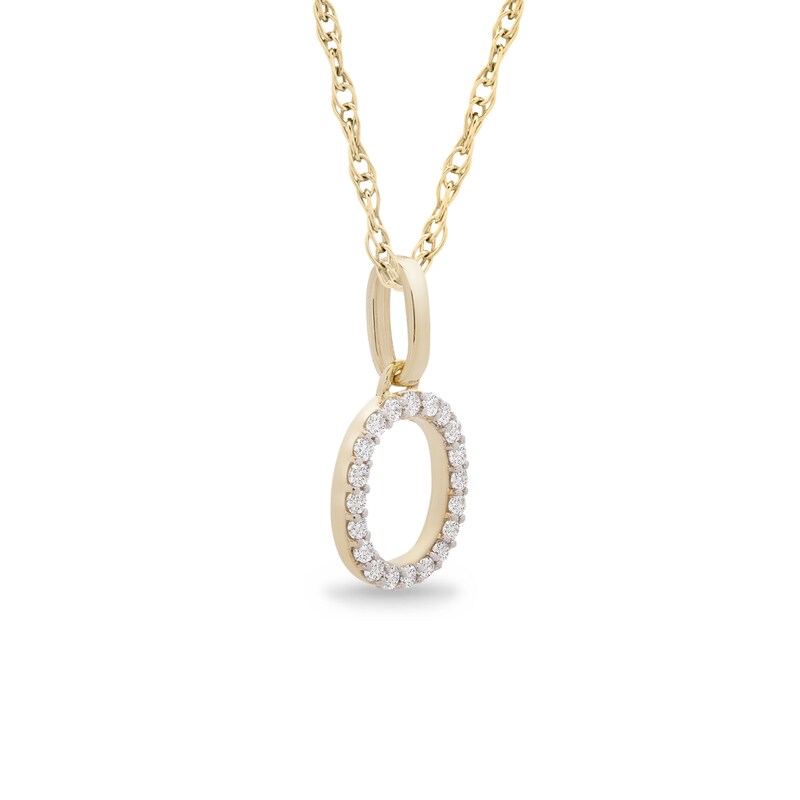 Main Image 2 of 1/10 CT. T.W. Diamond &quot;O&quot; Initial Pendant in 10K Gold