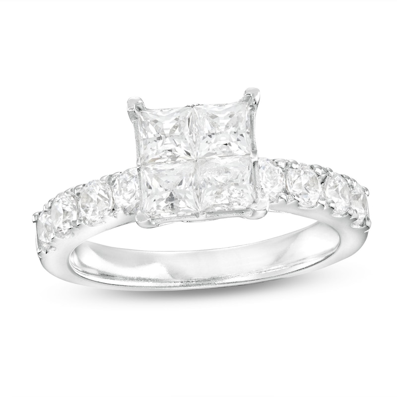 Main Image 1 of 2 CT. T.W. Quad Princess-Cut Diamond Engagement Ring in 14K White Gold