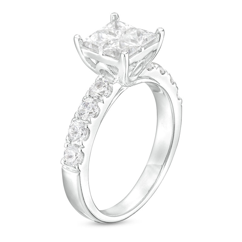 Main Image 3 of 2 CT. T.W. Quad Princess-Cut Diamond Engagement Ring in 14K White Gold