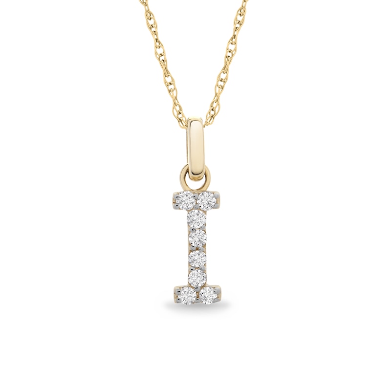 Main Image 1 of 1/10 CT. T.W. Diamond &quot;I&quot; Initial Pendant in 10K Gold