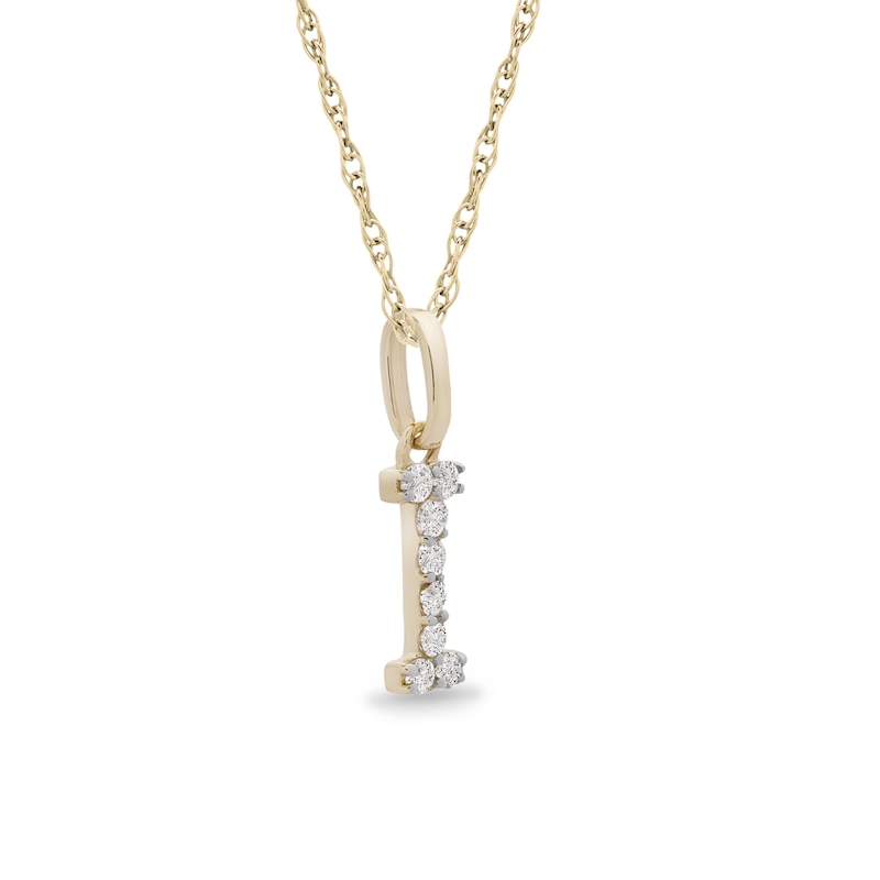 Main Image 2 of 1/10 CT. T.W. Diamond &quot;I&quot; Initial Pendant in 10K Gold