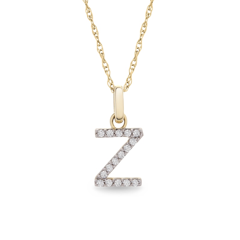 Main Image 1 of 1/10 CT. T.W. Diamond &quot;Z&quot; Initial Pendant in 10K Gold