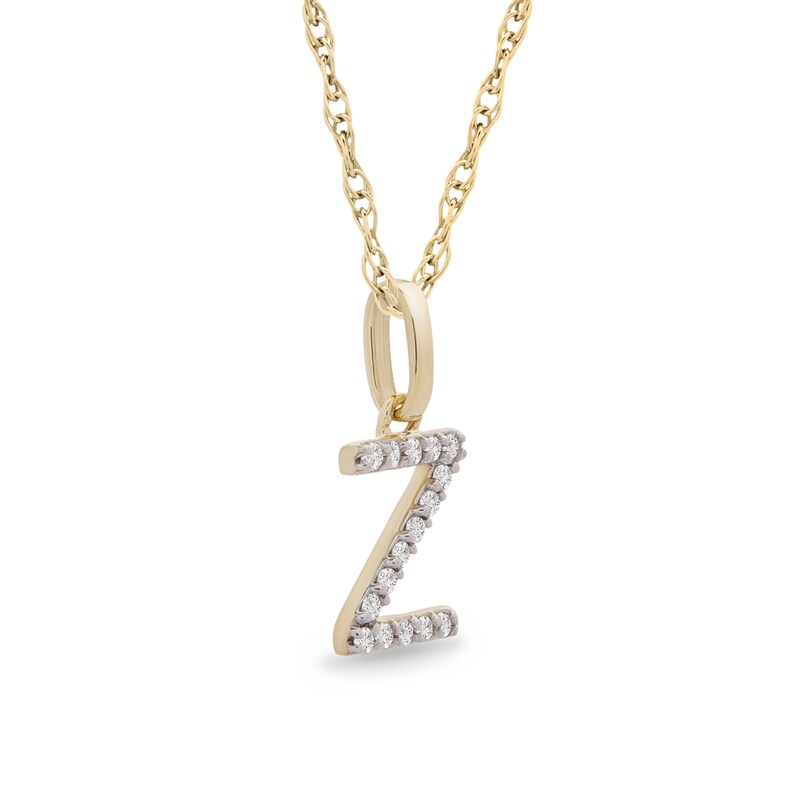 Main Image 2 of 1/10 CT. T.W. Diamond &quot;Z&quot; Initial Pendant in 10K Gold