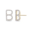 Thumbnail Image 2 of 1/10 CT. T.W. Diamond &quot;B&quot; Initial Stud Earrings in 10K Gold