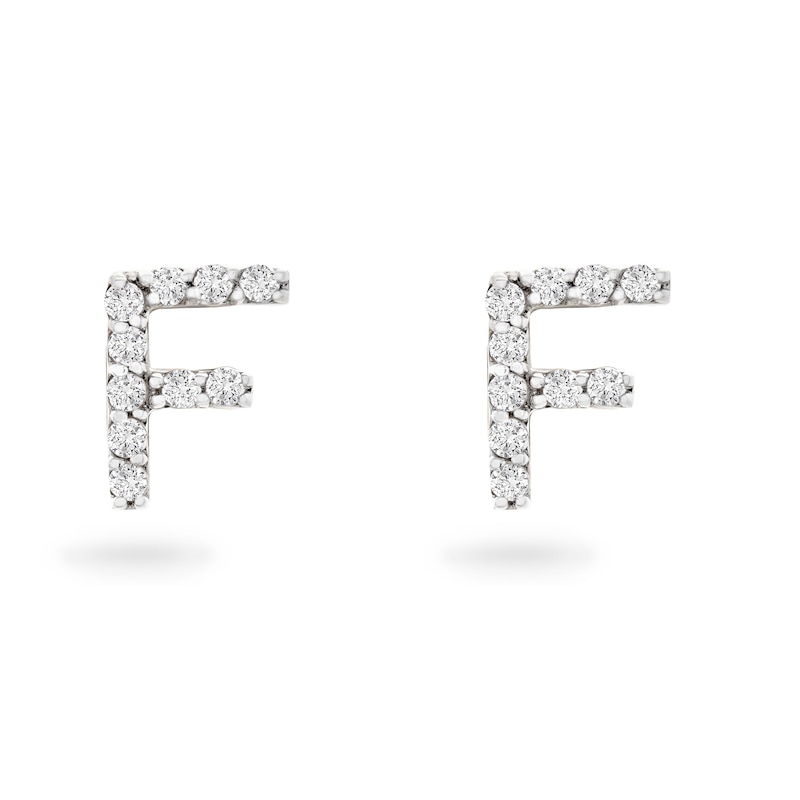 1/10 CT. T.W. Diamond Block "F" Initial Stud Earrings in 10K Gold