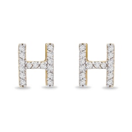 1/10 CT. T.W. Diamond &quot;H&quot; Initial Stud Earrings in 10K Gold