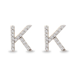 1/10 CT. T.W. Diamond &quot;K&quot; Initial Stud Earrings in 10K Gold