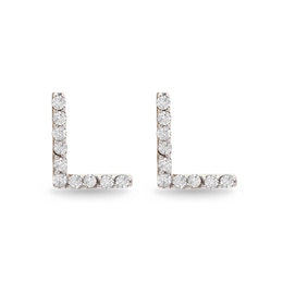 1/10 CT. T.W. Diamond &quot;L&quot; Initial Stud Earrings in 10K Gold