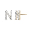 Thumbnail Image 2 of 1/10 CT. T.W. Diamond &quot;N&quot; Initial Stud Earrings in 10K Gold