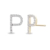 Thumbnail Image 1 of 1/10 CT. T.W. Diamond "P" Initial Stud Earrings in 10K Gold