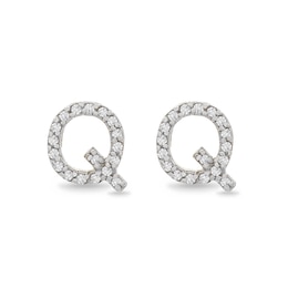 1/10 CT. T.W. Diamond &quot;Q&quot; Initial Stud Earrings in 10K Gold