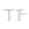 Thumbnail Image 2 of 1/10 CT. T.W. Diamond &quot;T&quot; Initial Stud Earrings in 10K Gold