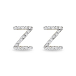 1/10 CT. T.W. Diamond &quot;Z&quot; Initial Stud Earrings in 10K Gold