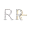 Thumbnail Image 2 of 1/10 CT. T.W. Diamond &quot;R&quot; Initial Stud Earrings in 10K Gold