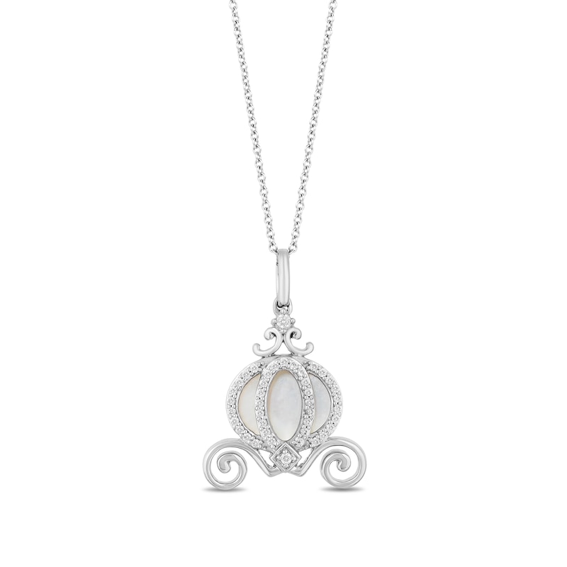 Main Image 1 of Collector's Edition Enchanted Disney Cinderella 70th Anniversary Pearl and Diamond Carriage Pendant in Sterling Silver