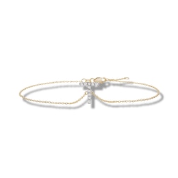 1/10 CT. T.W. Diamond &quot;T&quot; Initial Bracelet in 10K Gold - 7.5&quot;