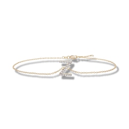 1/10 CT. T.W. Diamond &quot;Z&quot; Initial Bracelet in 10K Gold - 7.5&quot;