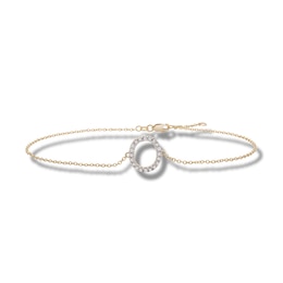 1/10 CT. T.W. Diamond &quot;O&quot; Initial Bracelet in 10K Gold - 7.5&quot;