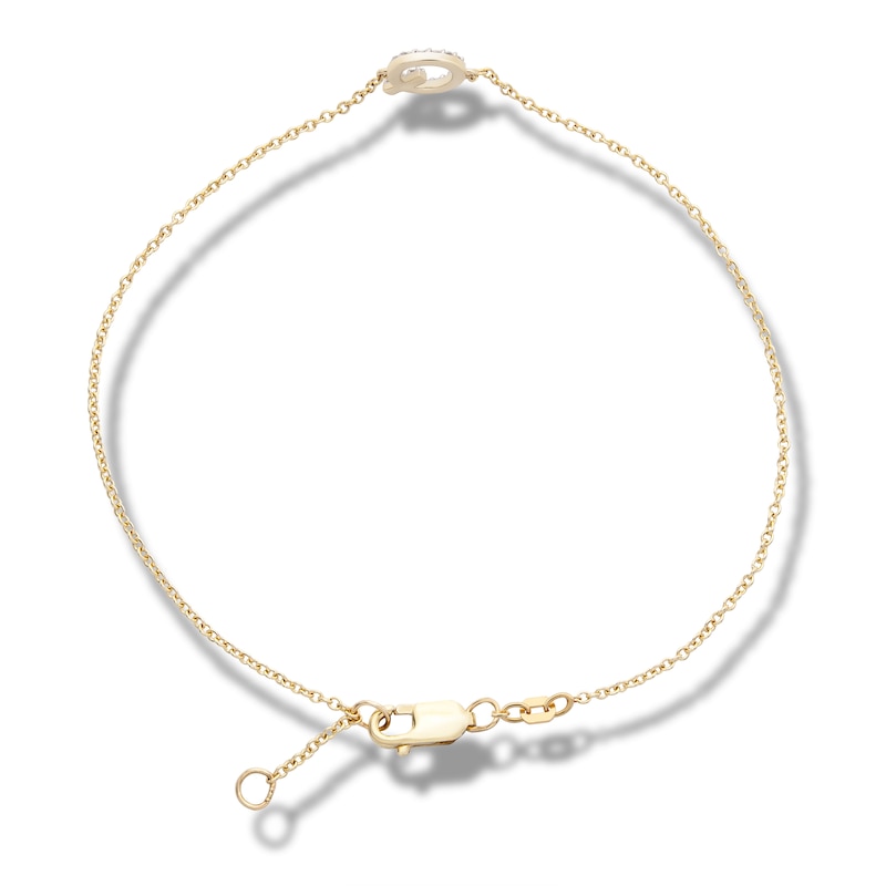 Main Image 2 of 1/10 CT. T.W. Diamond &quot;Q&quot; Initial Bracelet in 10K Gold - 7.5&quot;