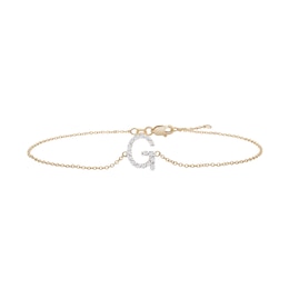 1/10 CT. T.W. Diamond &quot;G&quot; Initial Bracelet in 10K Gold - 7.5&quot;