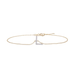 1/10 CT. T.W. Diamond &quot;L&quot; Initial Bracelet in 10K Gold - 7.5&quot;