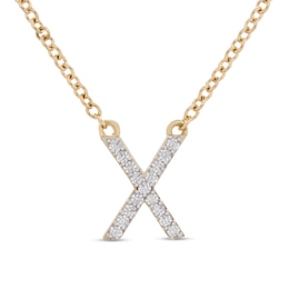 1/10 CT. T.W. Diamond &quot;X&quot; Initial Necklace in 10K Gold - 17&quot;