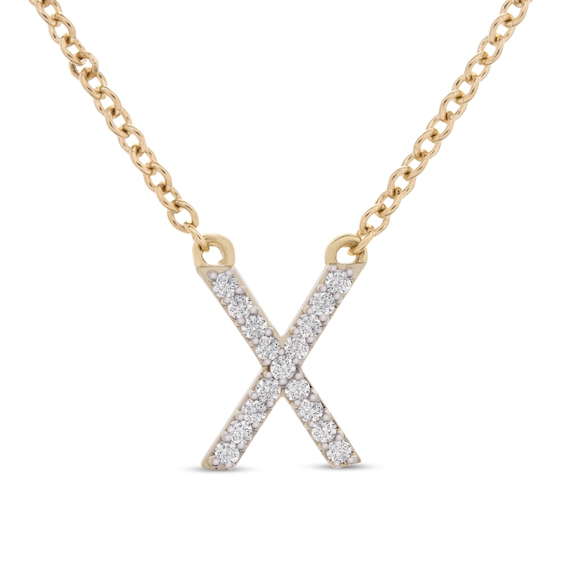 Main Image 1 of 1/10 CT. T.W. Diamond &quot;X&quot; Initial Necklace in 10K Gold - 17&quot;