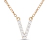 Thumbnail Image 1 of 1/10 CT. T.W. Diamond &quot;V&quot; Initial Necklace in 10K Gold - 17&quot;