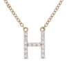 Thumbnail Image 1 of 1/10 CT. T.W. Diamond &quot;H&quot; Initial Necklace in 10K Gold - 17&quot;