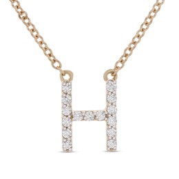 1/10 CT. T.W. Diamond &quot;H&quot; Initial Necklace in 10K Gold - 17&quot;