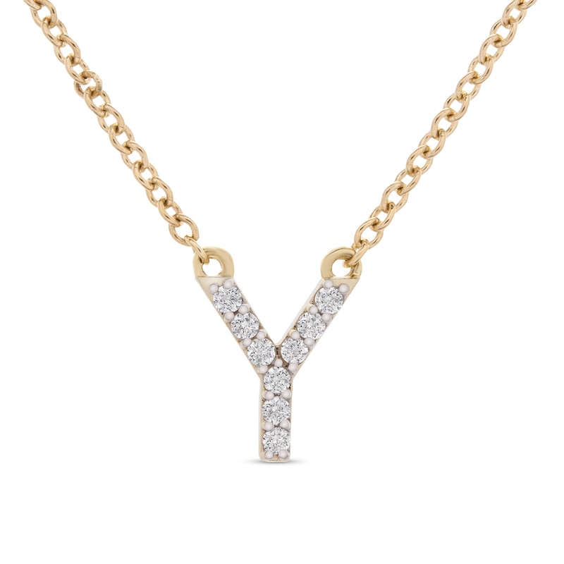 Main Image 1 of 1/10 CT. T.W. Diamond &quot;Y&quot; Initial Necklace in 10K Gold - 17&quot;