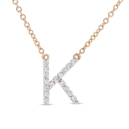 1/10 CT. T.W. Diamond &quot;K&quot; Initial Necklace in 10K Gold - 17&quot;