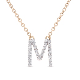 1/10 CT. T.W. Diamond &quot;M&quot; Initial Necklace in 10K Gold - 17&quot;