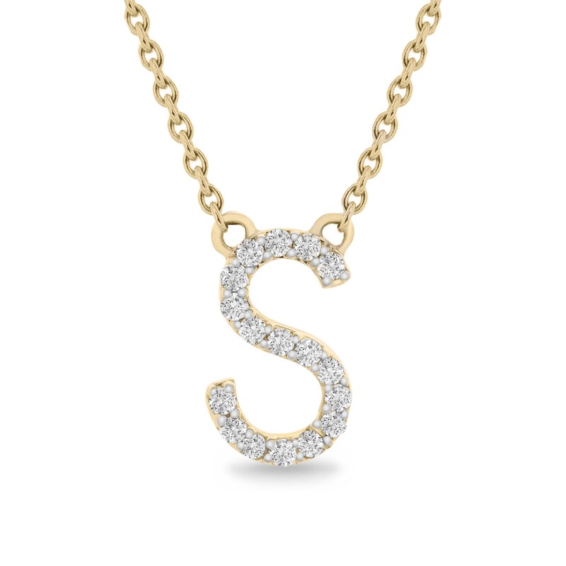 Main Image 1 of 1/10 CT. T.W. Diamond &quot;S&quot; Initial Necklace in 10K Gold - 17&quot;