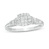 Thumbnail Image 0 of Cherished Promise Collection™ 1/3 CT. T.W. Princess-Cut Quad Diamond Cushion Frame Promise Ring in 10K White Gold
