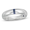 Thumbnail Image 1 of Vera Wang Love Collection Men's Blue Sapphire Linear Three Stone Wedding Band in 14K White Gold