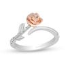 Thumbnail Image 1 of Enchanted Disney Belle 1/10 CT. T.W. Diamond Rose Bypass Ring in Sterling Silver and 10K Rose Gold