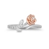 Thumbnail Image 4 of Enchanted Disney Belle 1/10 CT. T.W. Diamond Rose Bypass Ring in Sterling Silver and 10K Rose Gold