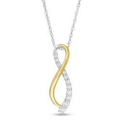 1/5 CT. T.W. Diamond Infinity Ribbon Pendant in Sterling Silver with 14K Gold Plate