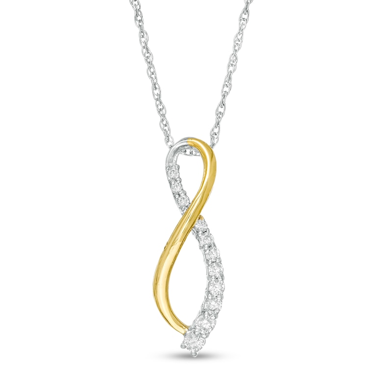 Main Image 1 of 1/5 CT. T.W. Diamond Infinity Ribbon Pendant in Sterling Silver with 14K Gold Plate