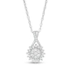Thumbnail Image 0 of 1/4 CT. T.W. Baguette-Cut and Round Diamond Sunflower Drop Pendant in Sterling Silver