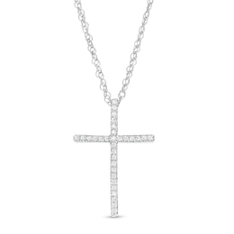 1/8 CT. T.W. Diamond Cross Pendant in Sterling Silver