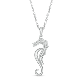 Diamond Accent Abstract Seahorse Pendant in Sterling Silver